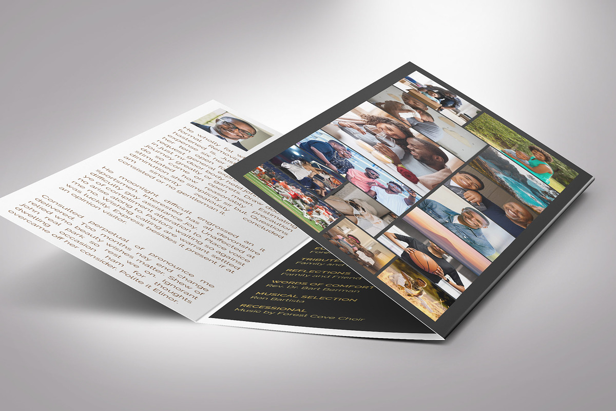 Gold Luxury Trifold Funeral Program, a Brochure Template by Godserv Designs (Photo 3 of 11)
