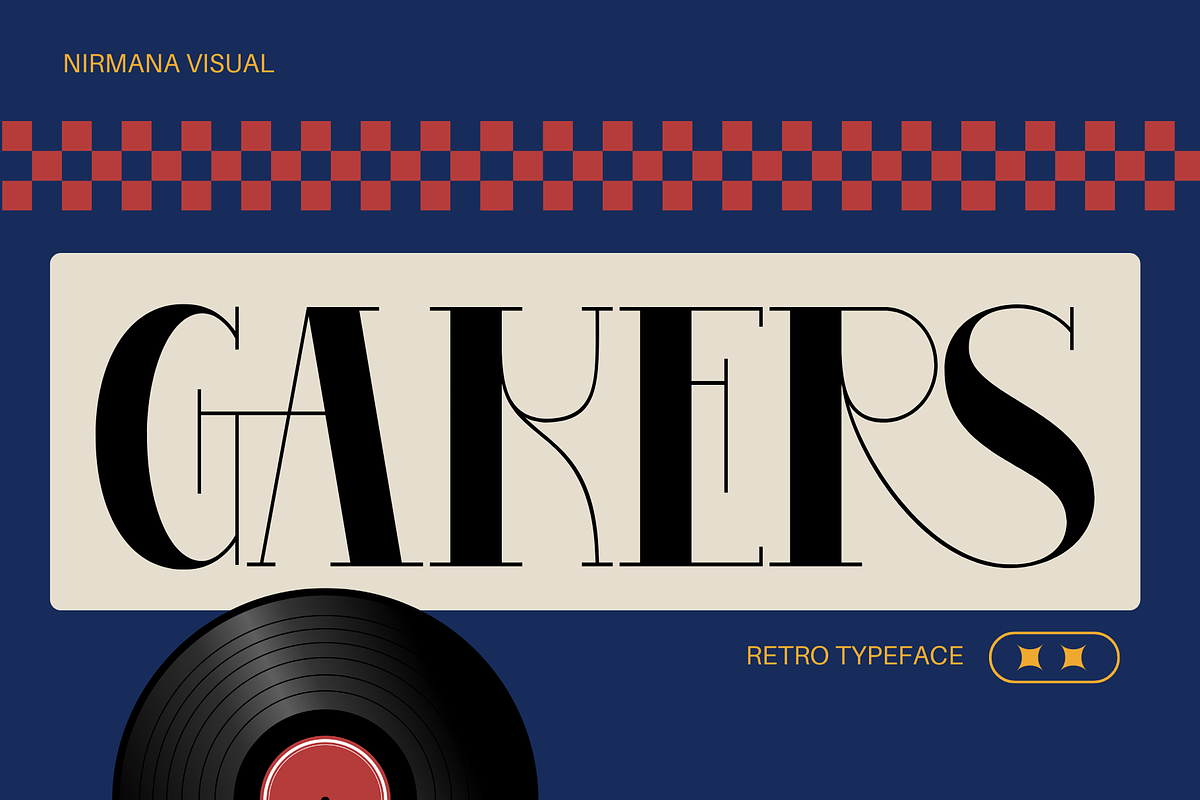 Gakers Retro - Logo Font, a Serif Font by Nirmana Visual (Photo 1 of 11)