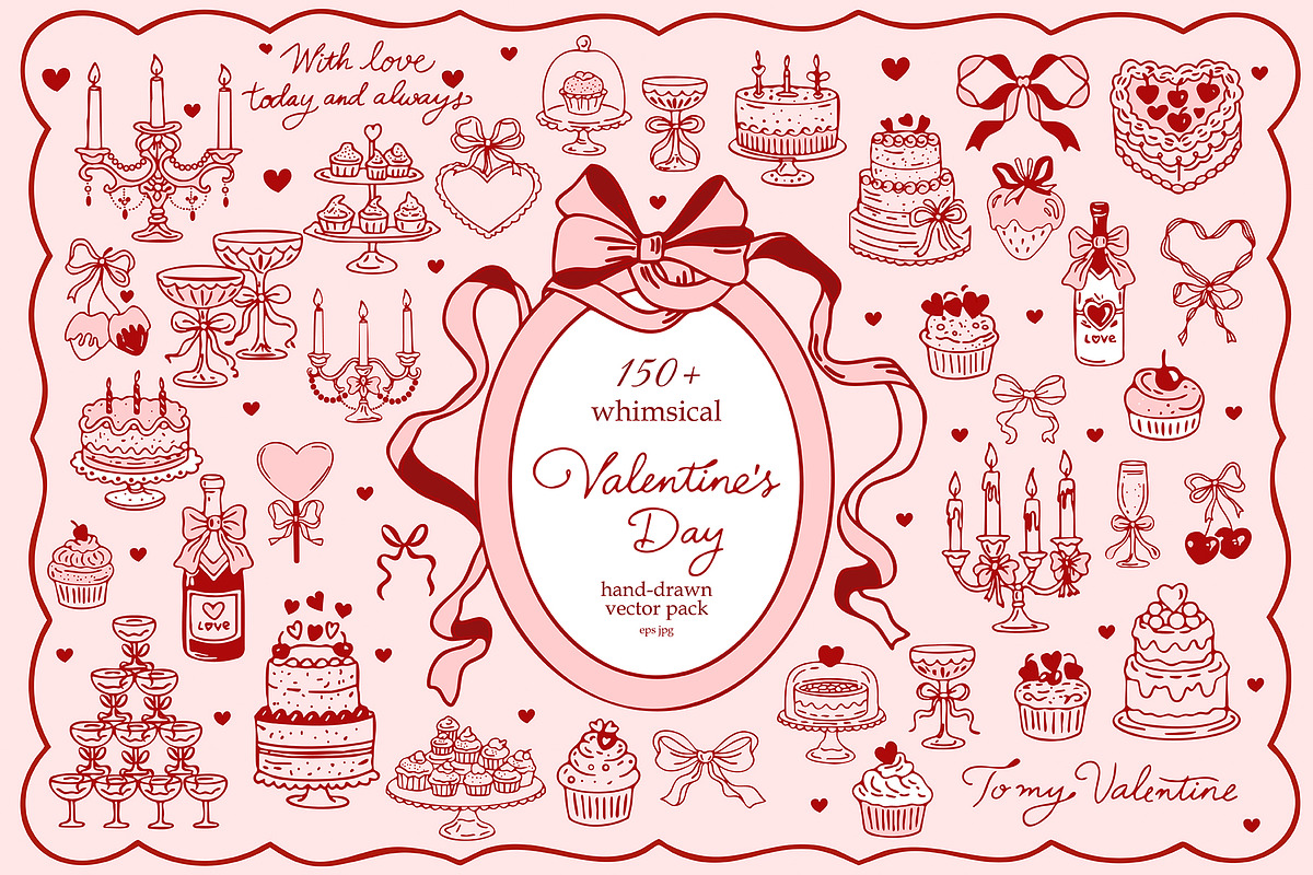 Whimsical Valentine's Day Doodles, a Decorative Illustration by SunnJaneArt (Photo 1 of 11)