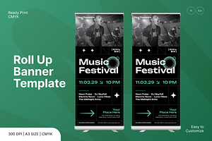 Music Fest Roll Up Banner, a Print Template by Annora Studio