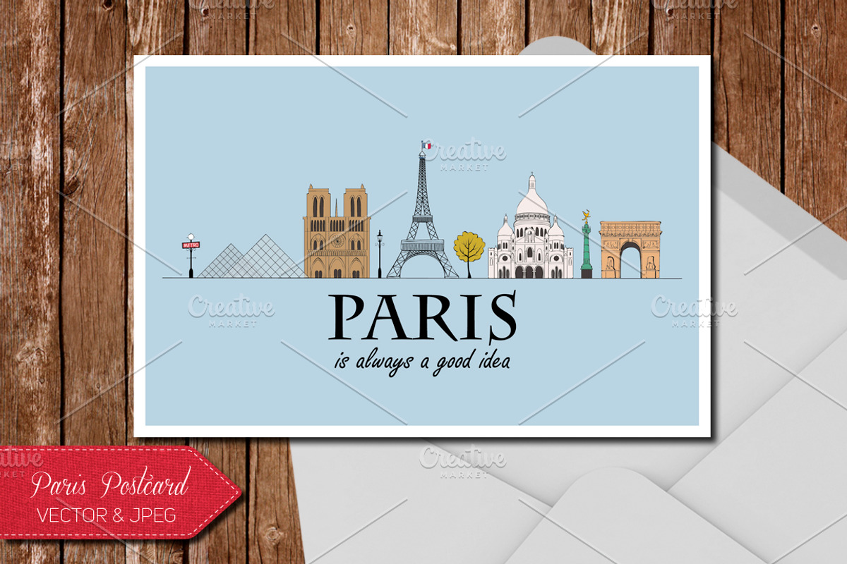 Paris Map and Card with Lamdmarks, an Illustration by Alina Tsesarskaya (Photo 3 of 5)