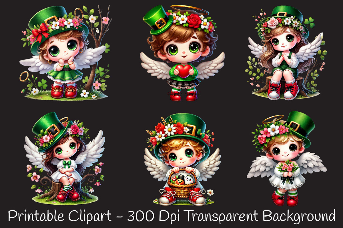 St. Patrick's Day Cute Angel Clipart, an Illustration by RobertsArt (Photo 6 of 7)