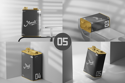 Oil Can Mockup Set / 5 Scenes