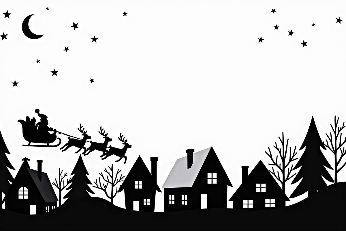 Xmas Reindeer Scene Silhouettes, an Illustration by musafir_fashion (Photo 3 of 21)