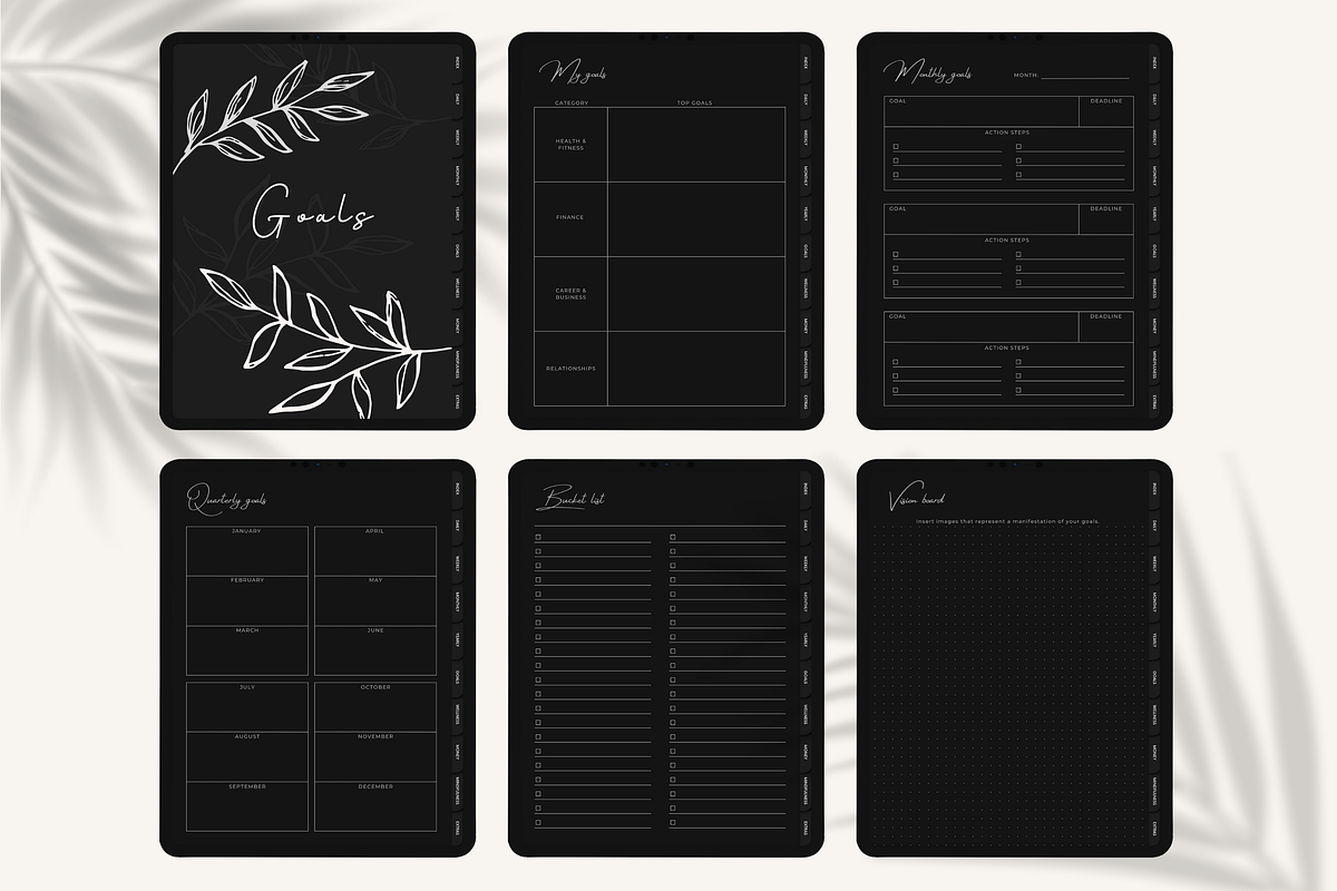 Dark Mode Digital Planner iPad, a Templates & Theme by HoneyGlowStudioCo (Photo 4 of 9)
