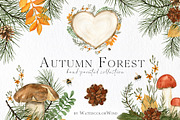 Fall forest mushrooms clipart, an Illustration by Ksenia Shmakova (Thumbnail 1 of 11)