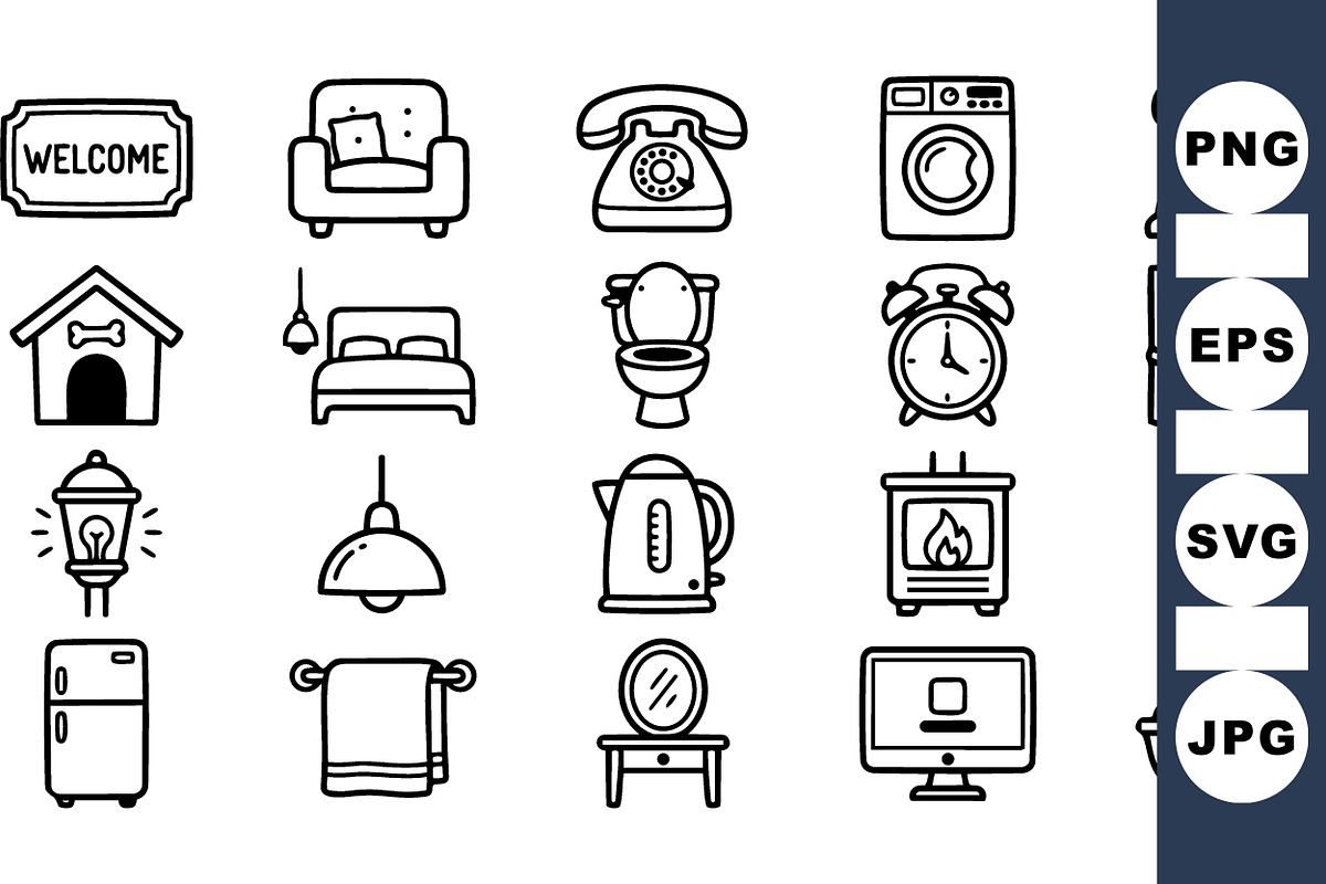 Classic Home Icon Clipart Set, an Illustration by designvectx (Photo 1 of 3)