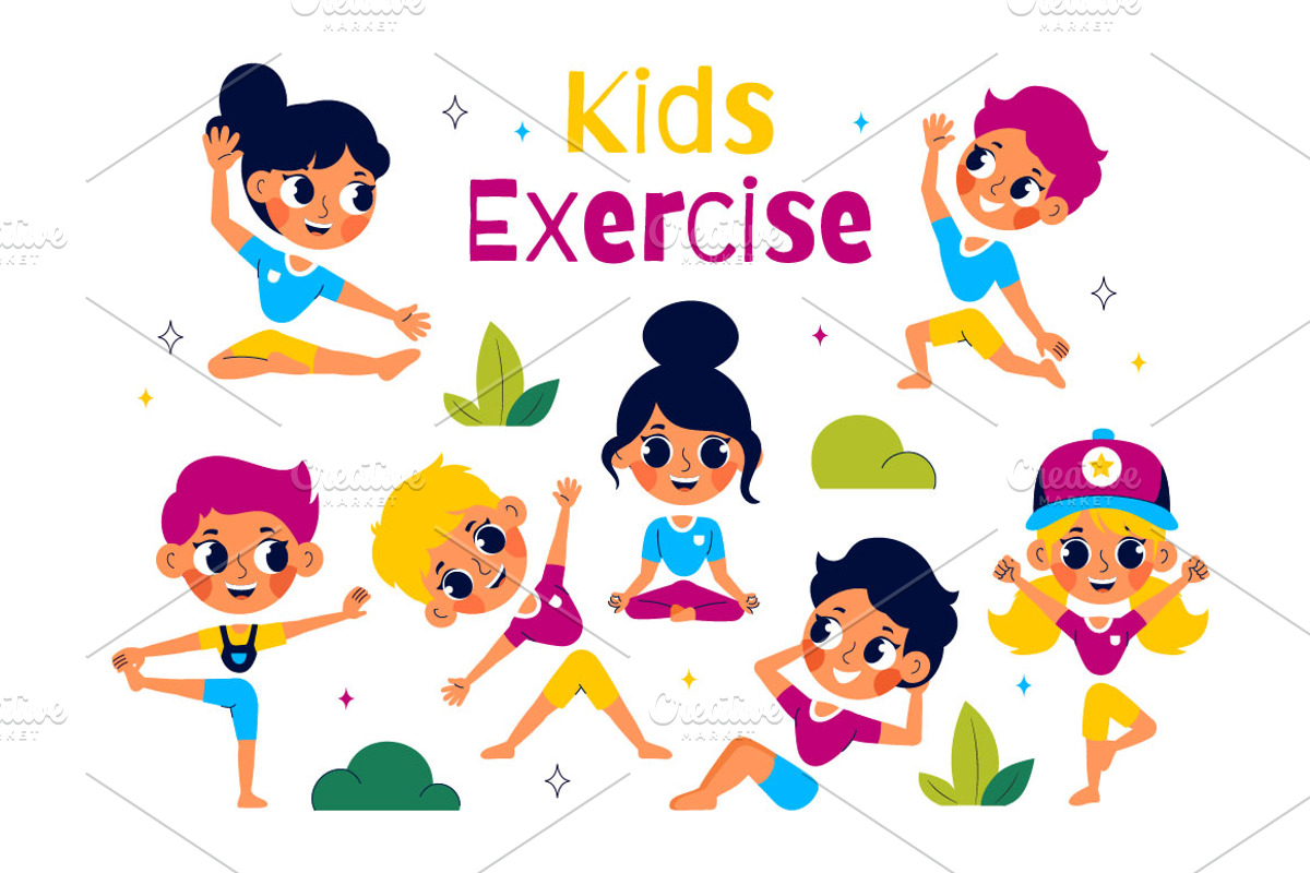 10 Happy Kids Exercise Illustration, a Person Illustration by denayunebgt (Photo 4 of 4)