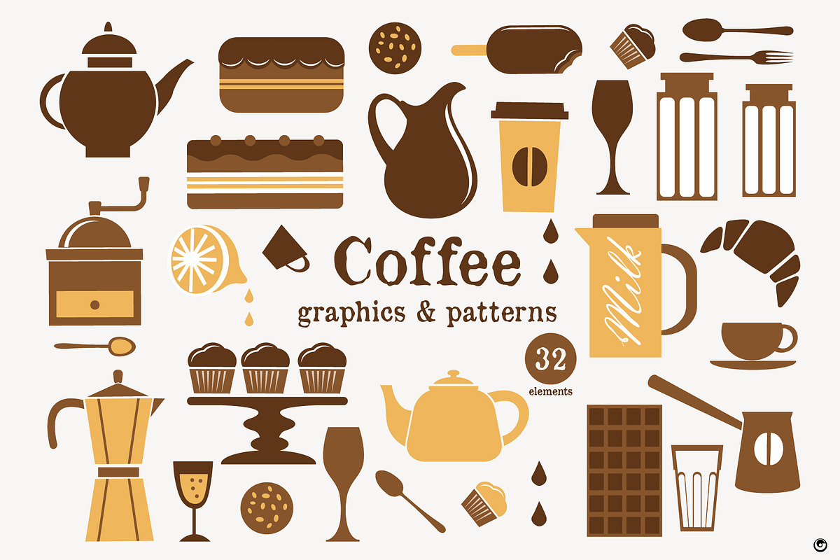 Coffee graphics and patterns, a Texture Illustration by Olillia (Photo 2 of 4)