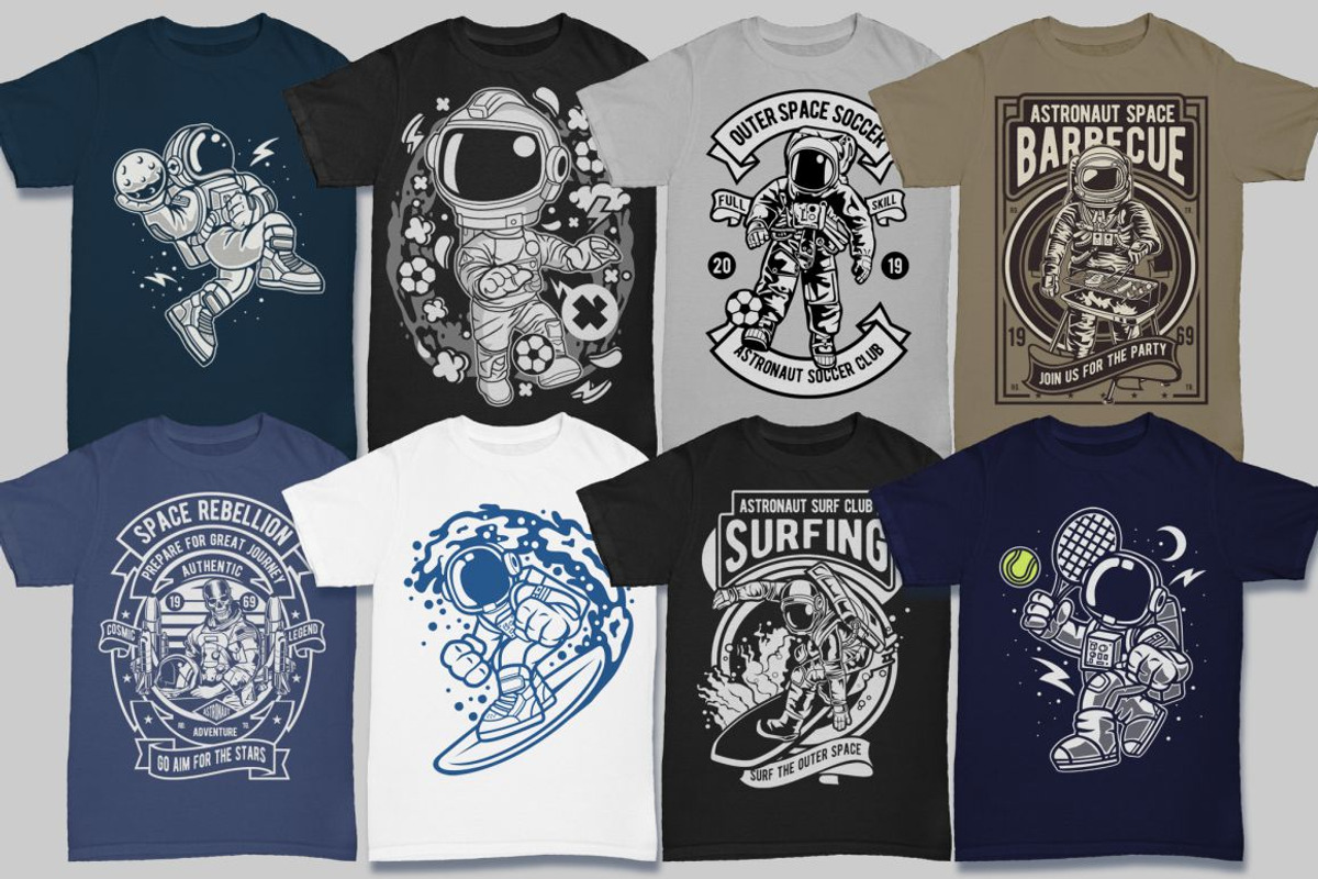 50 Astronaut Tshirt Designs Bundle, an Illustration by roach_graphic (Photo 5 of 7)