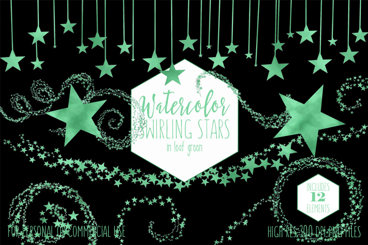 Kelly Green Watercolor Star Clipart, an Object Illustration by ClipartBrat Graphics (Photo 2 of 5)