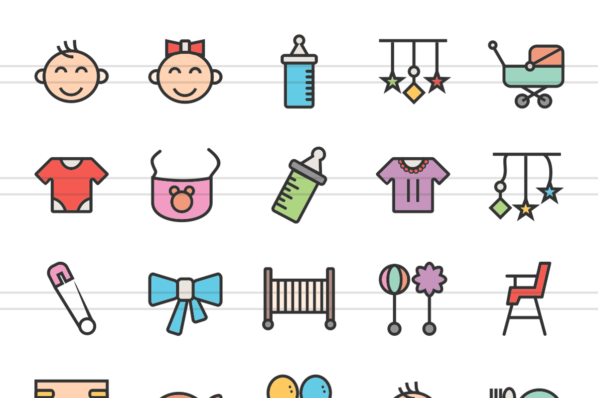 50 Baby Line Filled Icons preview 2