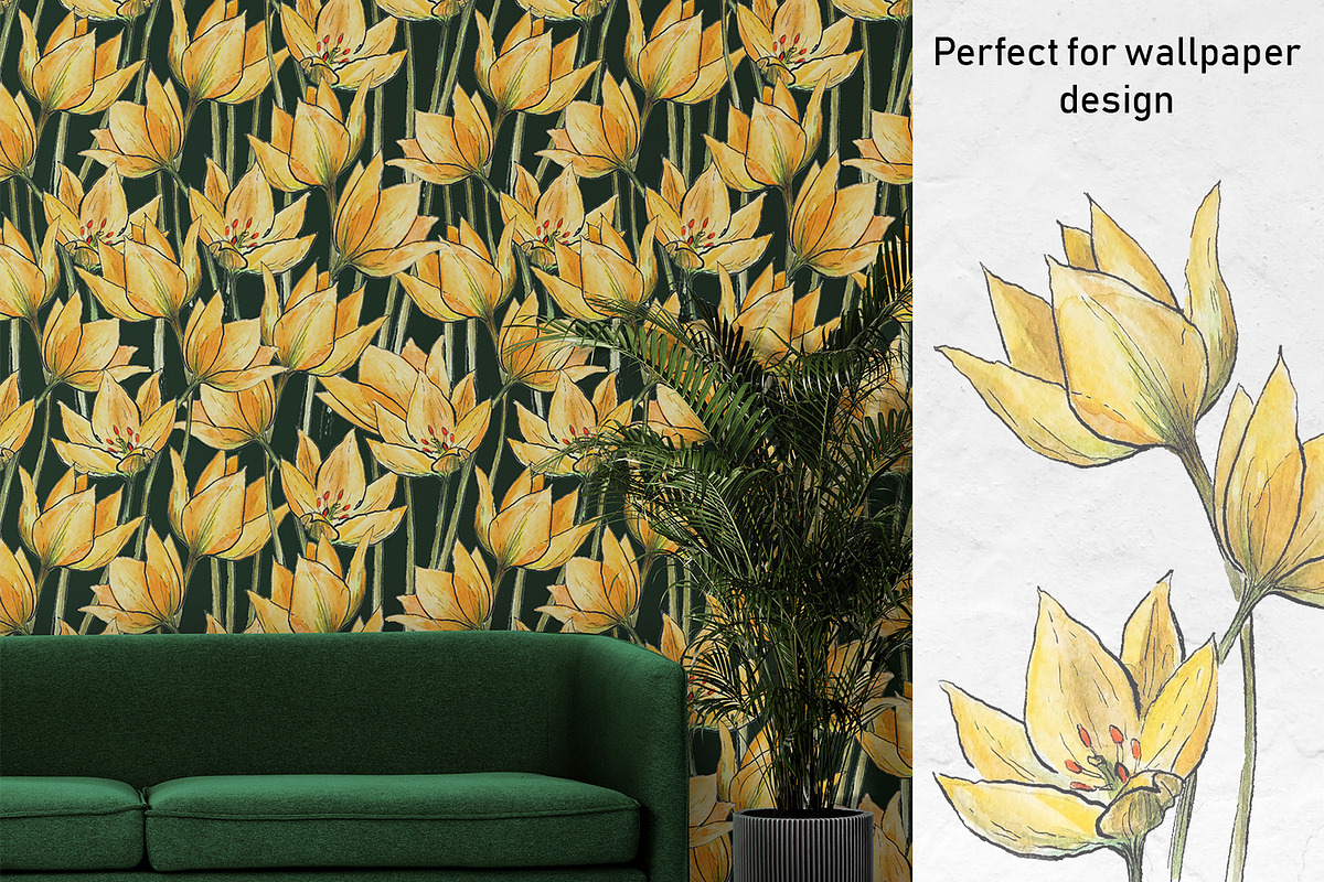Dark floral flower pattern set, a Pattern Graphic by Dina Guiter (Photo 6 of 9)