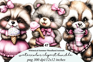 whimsical summer woodland animals, an Illustration by GatewayDesign