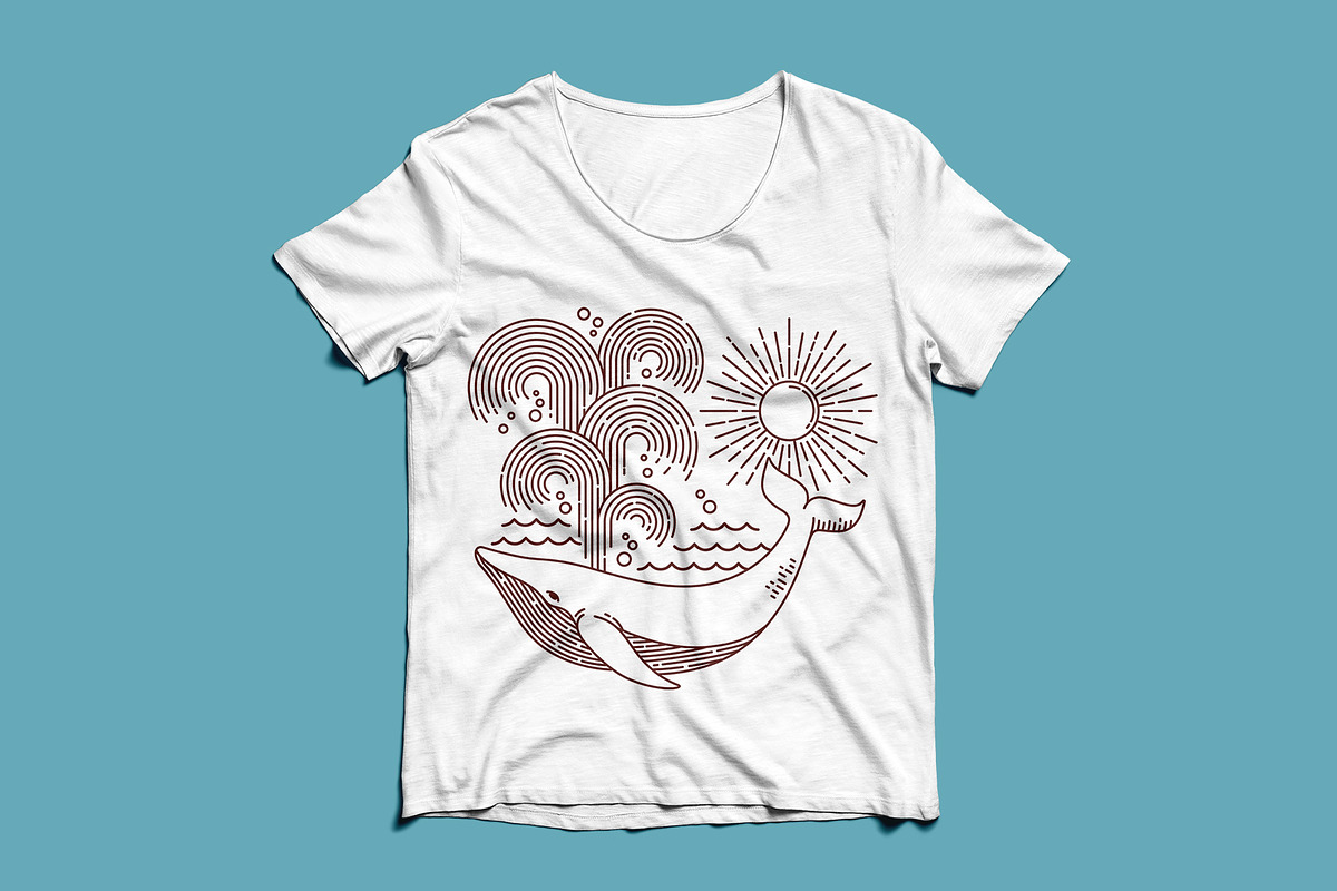 Great whale line illustration, an Animal Illustration by gunaonedesign (Photo 3 of 4)