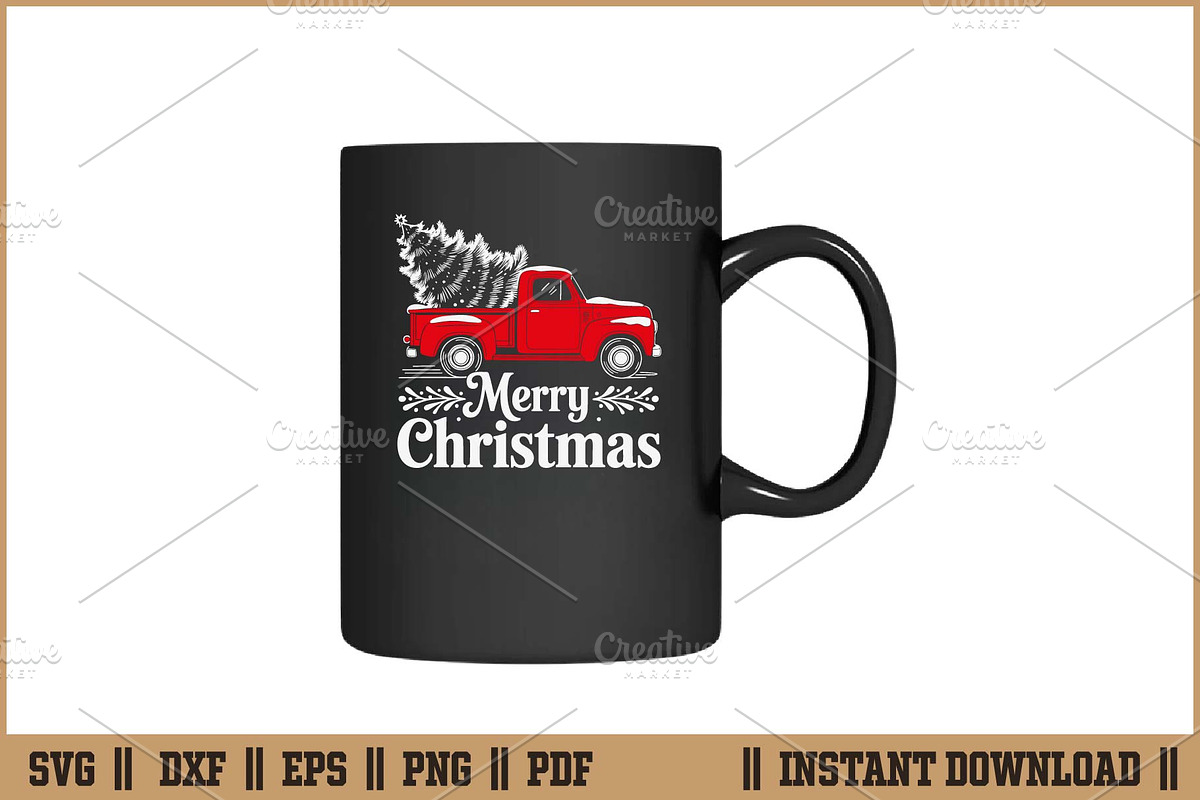 Vintage Merry Christmas Truck SVG, a Seasonal Illustration by Handy Arts Studio (Photo 3 of 3)