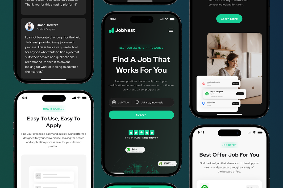 Jobnest - Framer Template, a Landing Page Template by Agensip Design Agency (Photo 4 of 8)