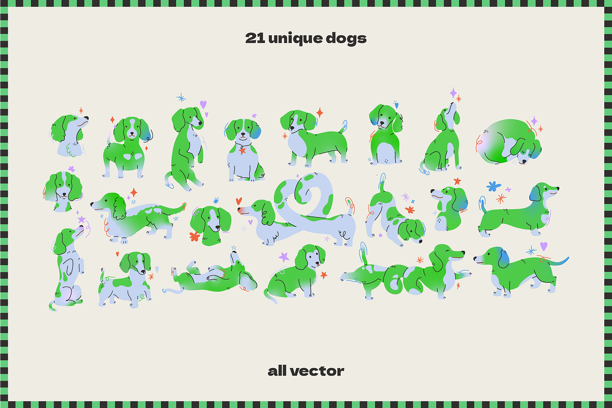 Fancy puppies vector pack + stickers, an Animal Illustration by My.Ordinarty (Photo 9 of 10)