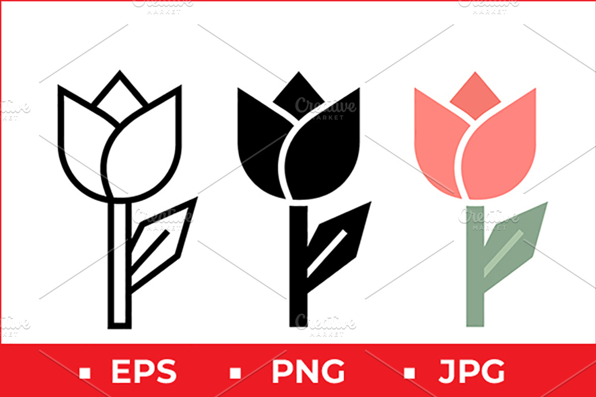 Tulip Icon Set, a Solid Icon by Artonix (Photo 1 of 2)