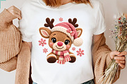 Pink Christmas Reindeer Crochet PNG, a Seasonal Illustration by CraftArtStudio (Thumbnail 3 of 4)