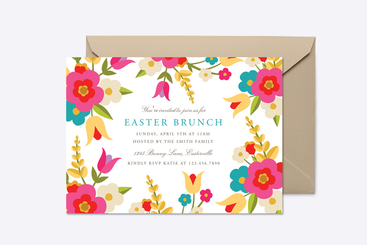 Country Flowers Easter Invite, an Invitation Template by origamiprints