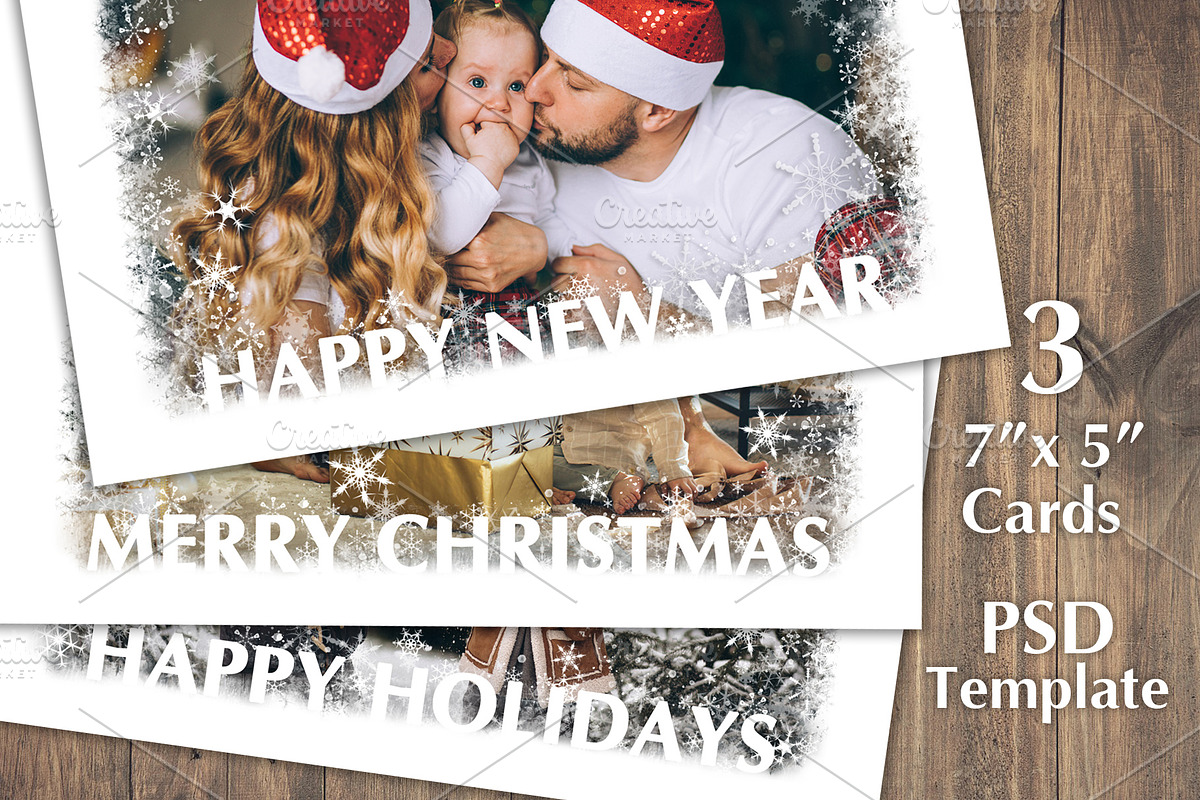 Snowy Holiday Cards Template PSD, a Card Template by PSD templates and Photos (Photo 1 of 6)