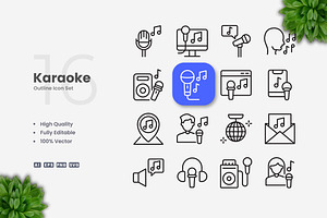 Karaoke Outline Icons, an Outline Icon by Upnowgraphic