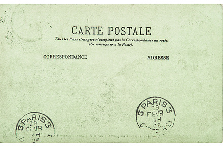Vintage postcard used paper back stock photo containing paper and card, an Arts & Entertainment Photo by LiliGraphie