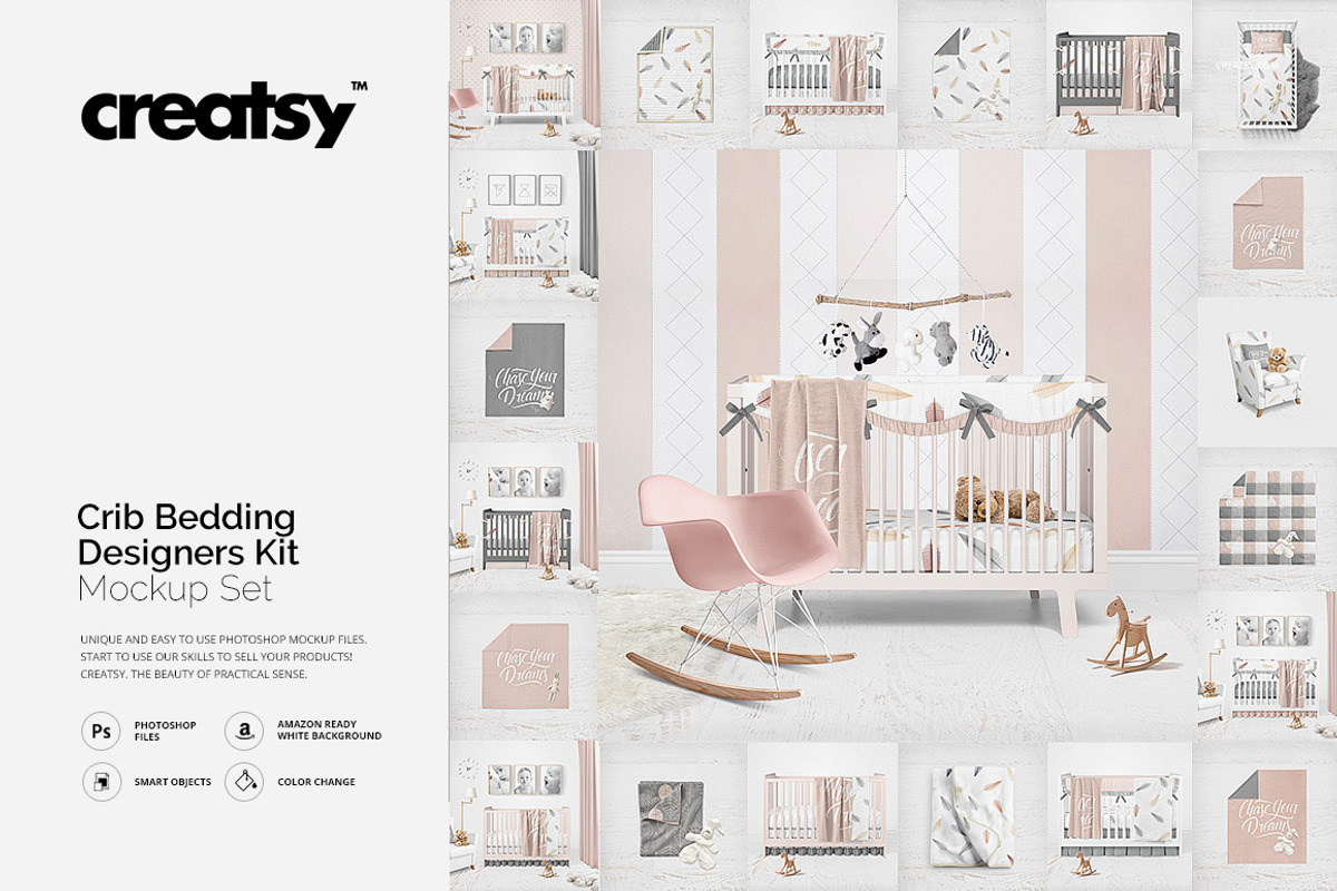 Crib Beddind Designers Kit Mockup, a Bottom Mockup by Creatsy (Photo 1 of 29)
