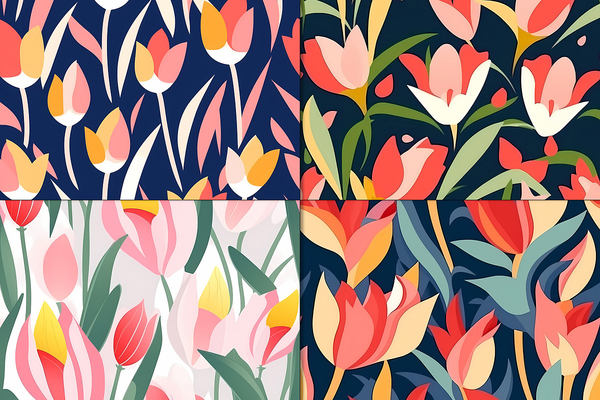 20 Beautiful Seamless Tulip Patterns, a Pattern Graphic by Nordic Design