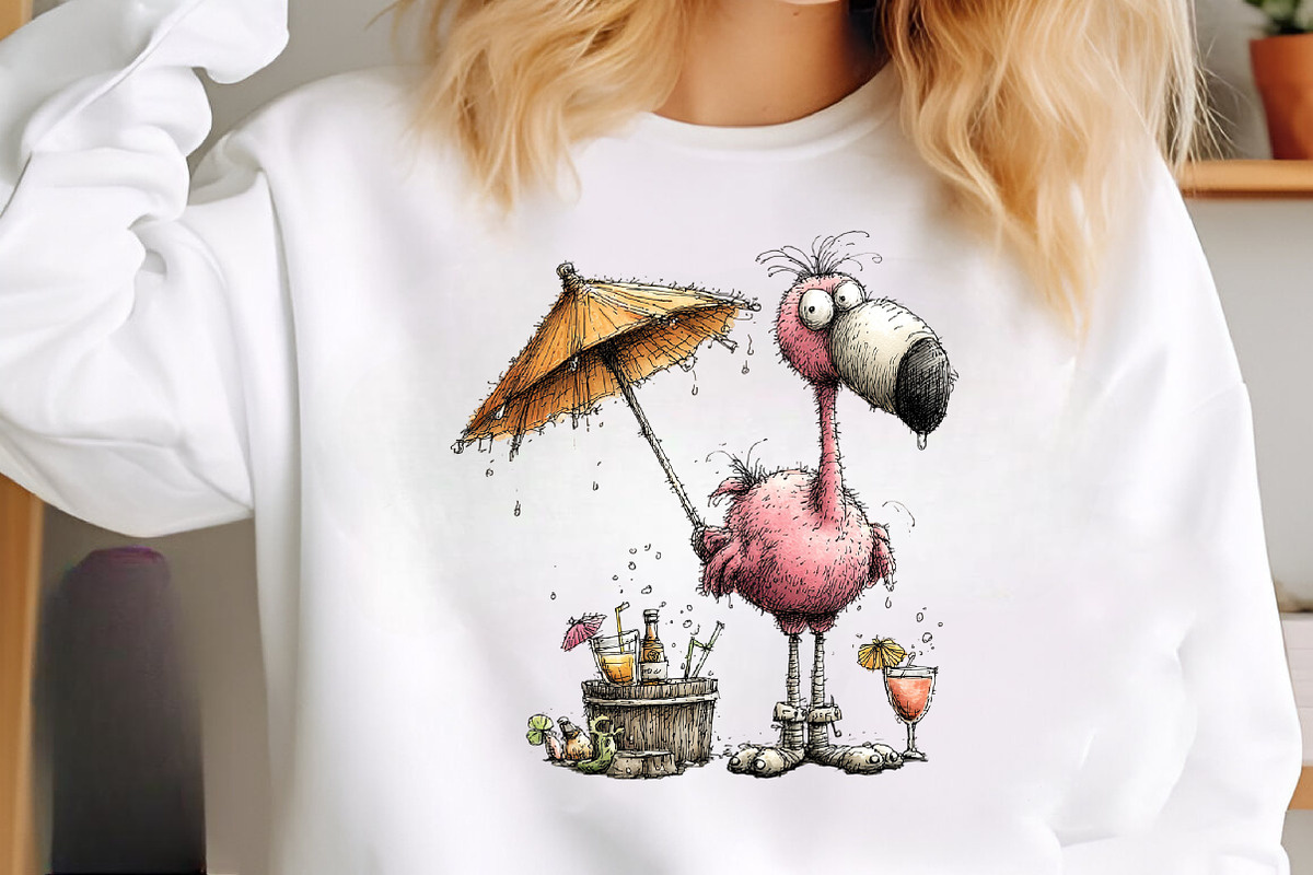 Whimsical Summer Flamingo Clipart, an Illustration by SinaCreation (Photo 5 of 9)
