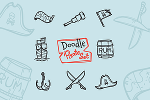 8 Doodle Icons. Pirate Set