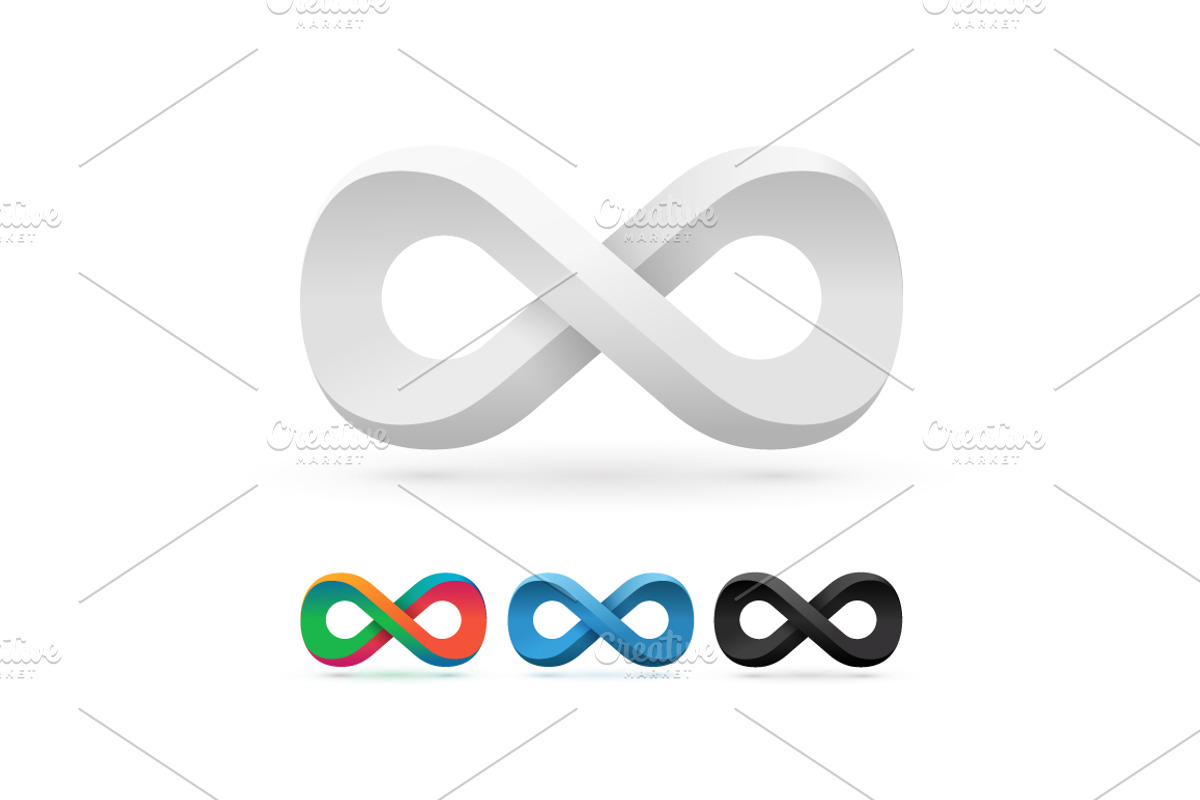 Set of infinity symbol icons., an Illustration by Aleksandrs
