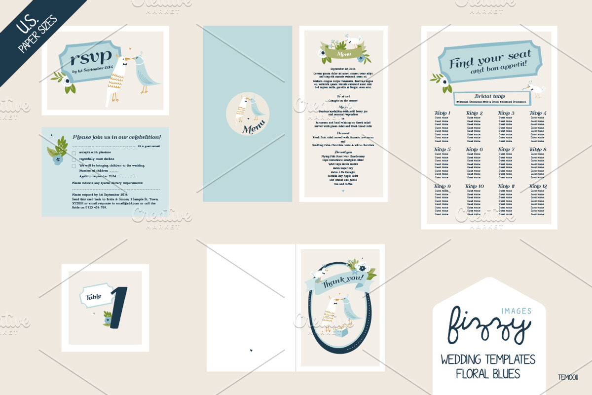 28 x U.S. size Wedding Templates, an Invitation Template by Fizzy Images (Photo 2 of 2)