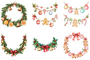 Christmas garlands Clipart, a Seasonal Illustration by Designking (Thumbnail 4 of 5)