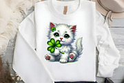 Watercolor St. Patrick's cat Clipart, an Illustration by DreamCafeArt (Thumbnail 4 of 4)