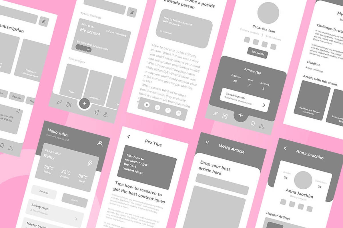 Writer Article Wireframe Apps, a Wireframe Template by INSPR STD (Photo 5 of 6)