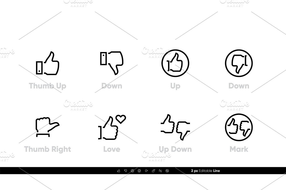 Thumb Up and Down Editable Line, a Work Illustration by theungsys
