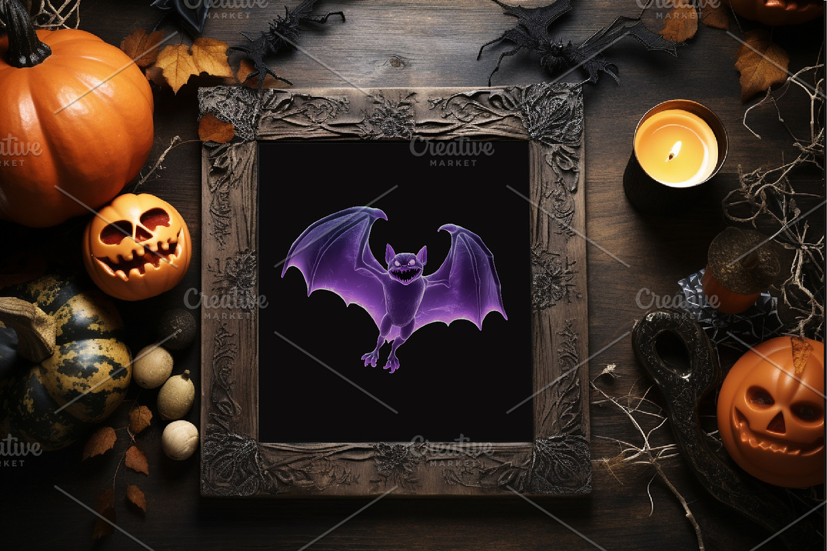 Creepy Neon Bats. Halloween Mascot., an Animal Illustration by KENO Mascots (Photo 4 of 10)