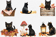 Fall Autumn Black Cat Clipart, an Illustration by Black Bird Studio (Thumbnail 3 of 6)