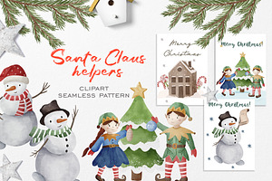 Santa Claus helpers. Christmas set