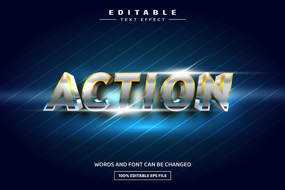 Action 3D editable text effect, a Layer Style Add-On by nicemorning