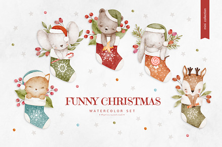 FUNNY CHRISTMAS watercolor set