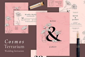Cosmos Terrarrium Wedding Invitation