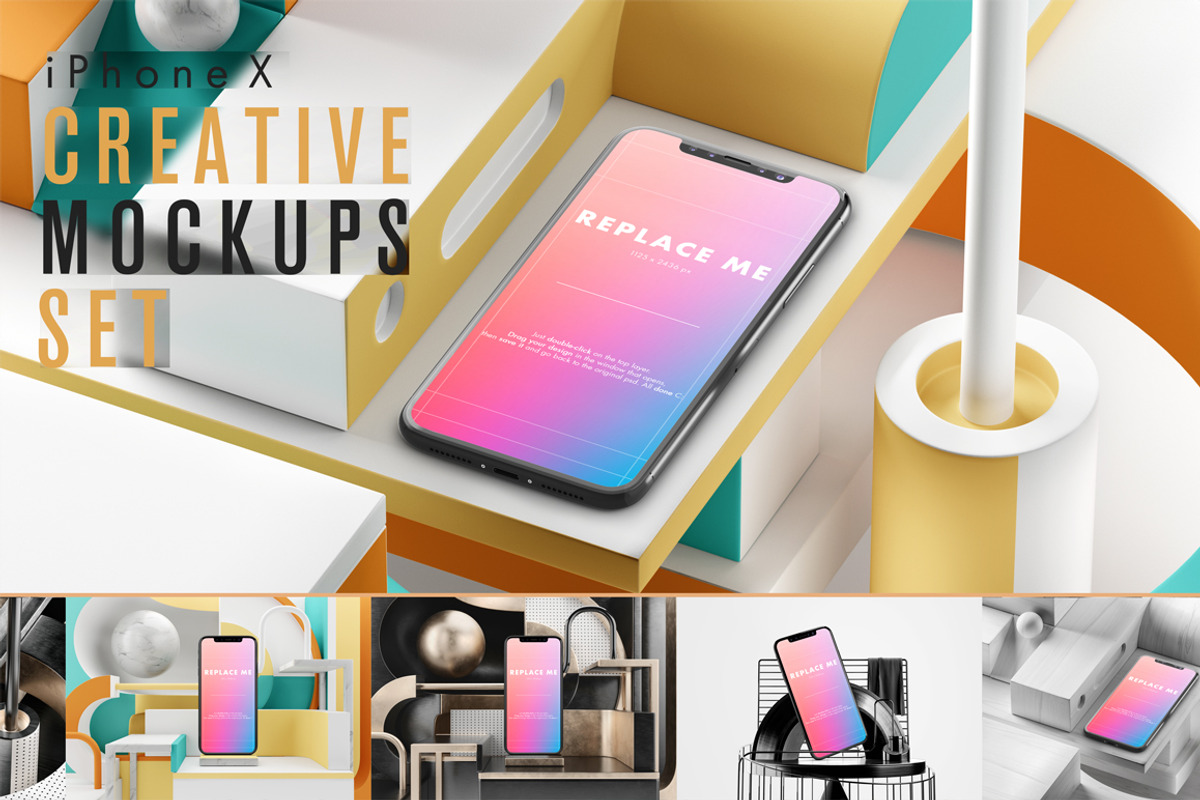 iPhone X Creative Mockups Set, an iPhone Mockup by As Good As Possible (Photo 1 of 16)