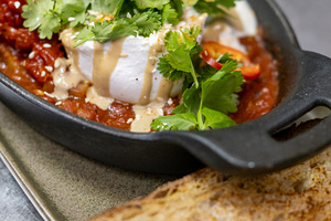 Traditional hot meal shakshuka dish food tomato, a Food & Drink Photo by Photo Drive Studio