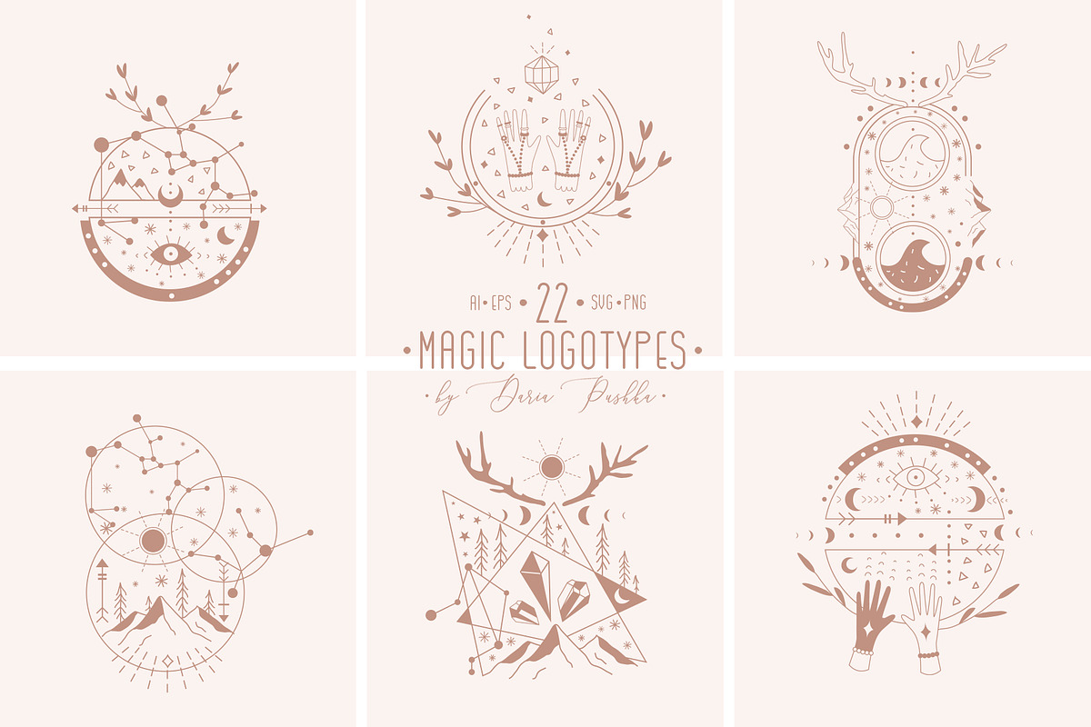'MAGIC MOON' 22 LOGO TEMPLATES, a Branding & Logo Template by Luna Dreams (Photo 1 of 15)
