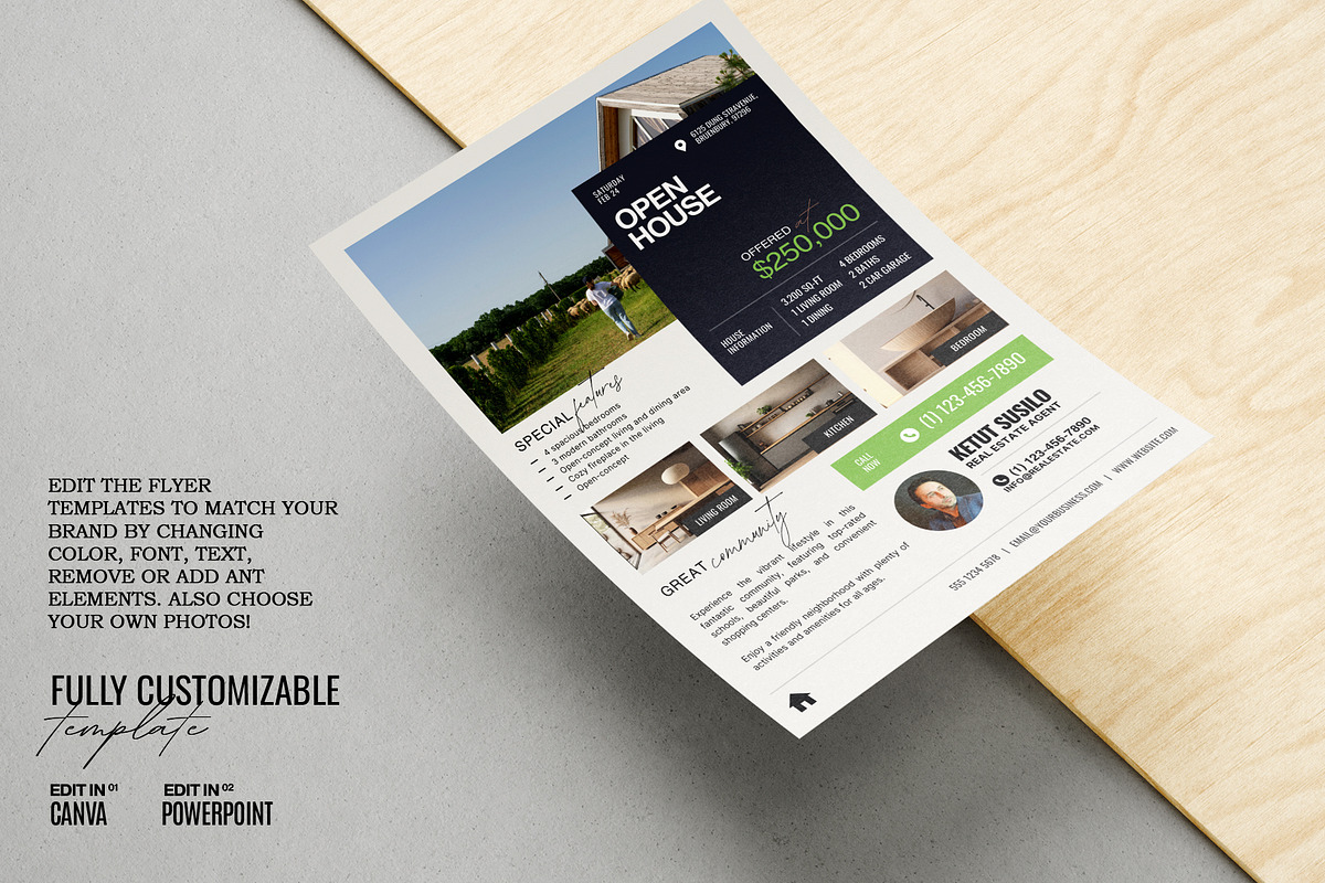 Real Estate Open House Flyer Canva, a Flyer Template by Prapti Design (Photo 3 of 10)