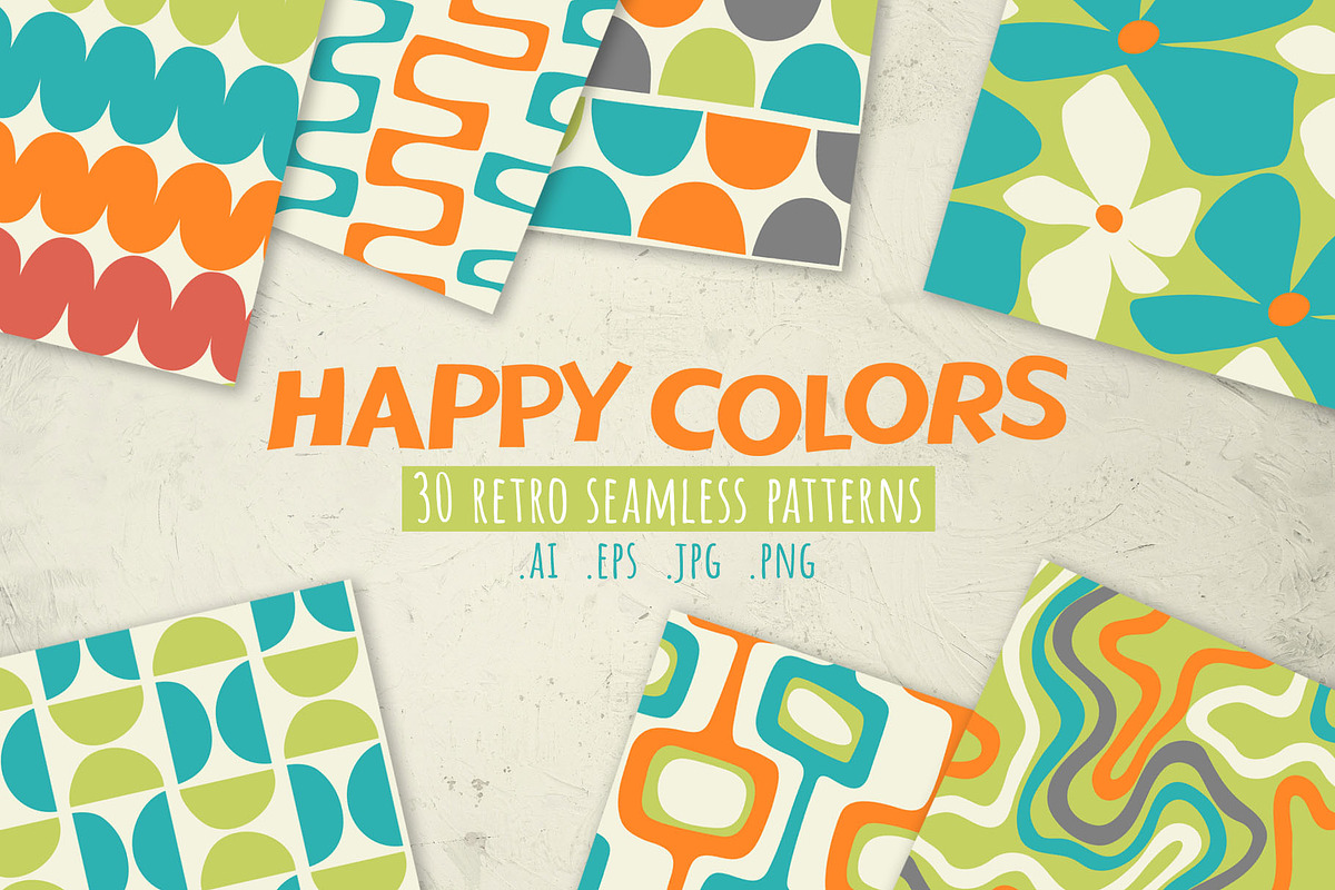 HAPPY COLORS, 30 patterns, a Pattern Graphic by pineart (Photo 1 of 6)