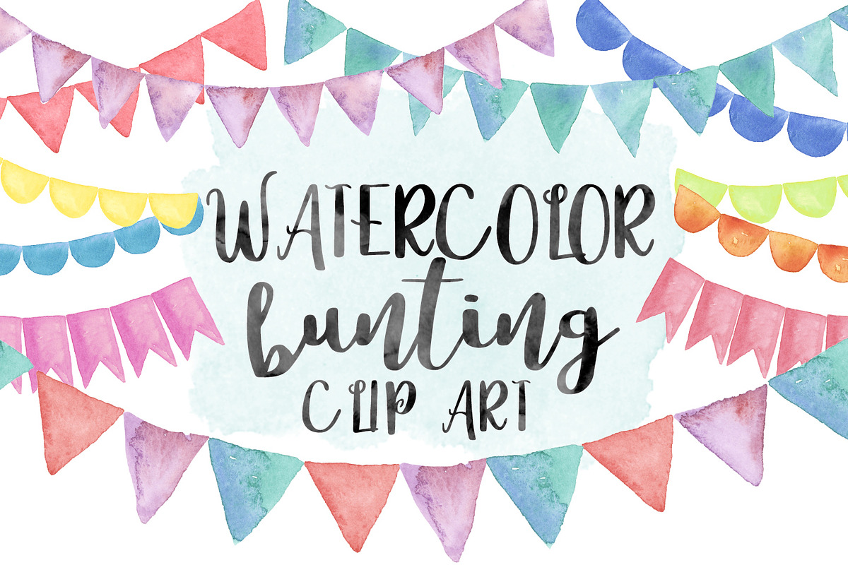 Watercolor Bunting Clip Art, an Illustration by Hello Muse Design